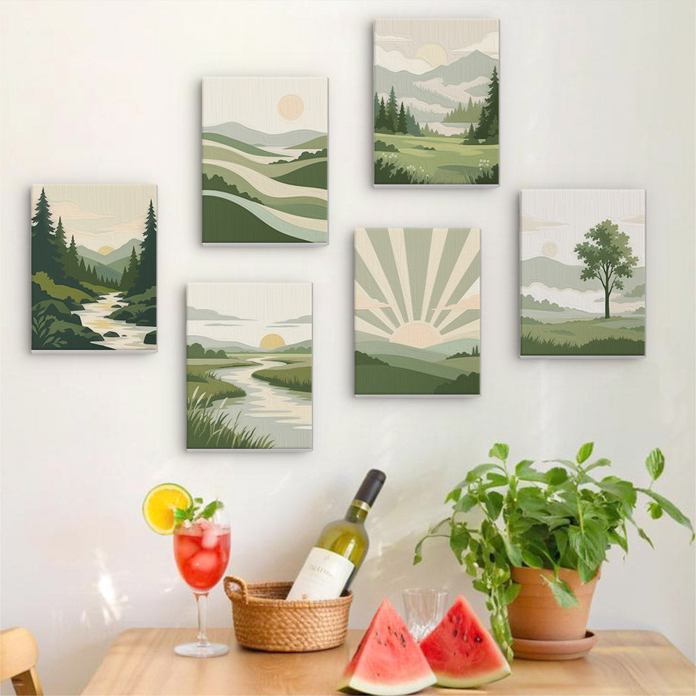 Minimalist Green Landscapes mini paint by numbers – image 17