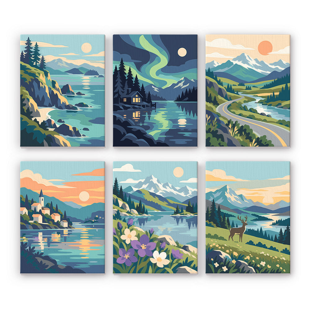 Scenic Mountain Lakes mini paint by numbers – image 7