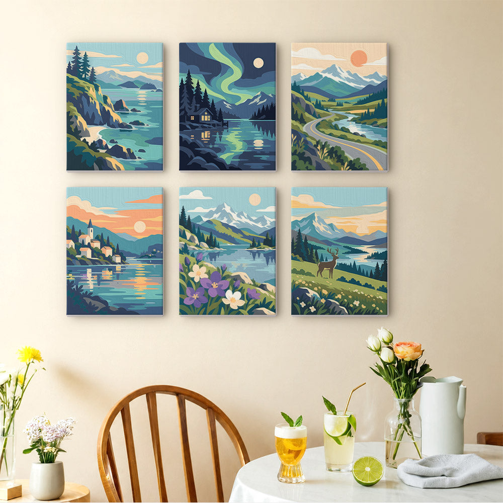 Scenic Mountain Lakes mini paint by numbers – image 14