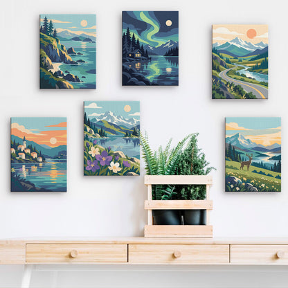 Scenic Mountain Lakes mini paint by numbers – image 15