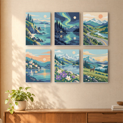 Scenic Mountain Lakes mini paint by numbers – image 16