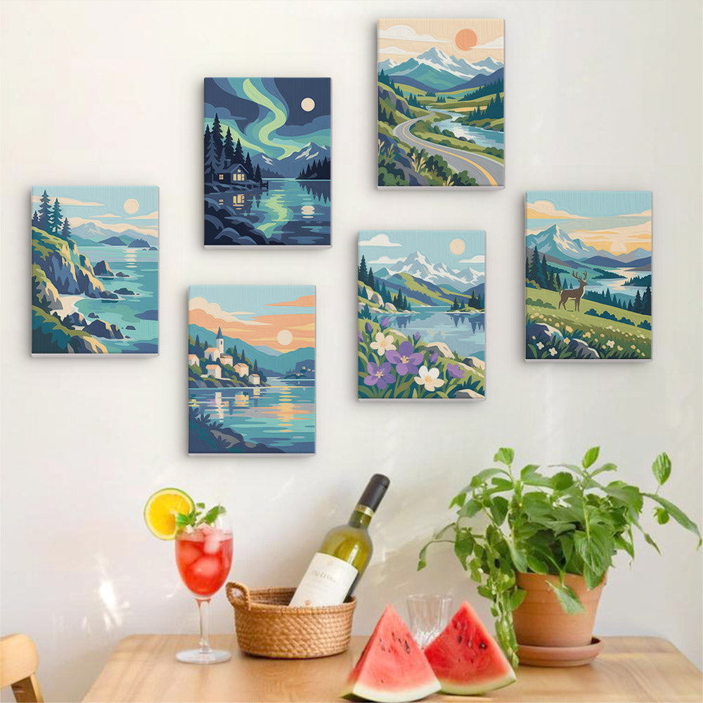 Scenic Mountain Lakes mini paint by numbers – image 17