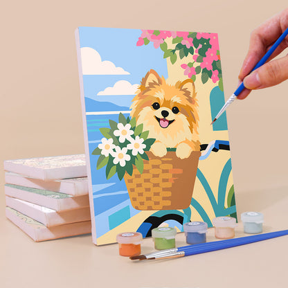 Fluffy Pomeranian Seasons mini paint by numbers – image 3