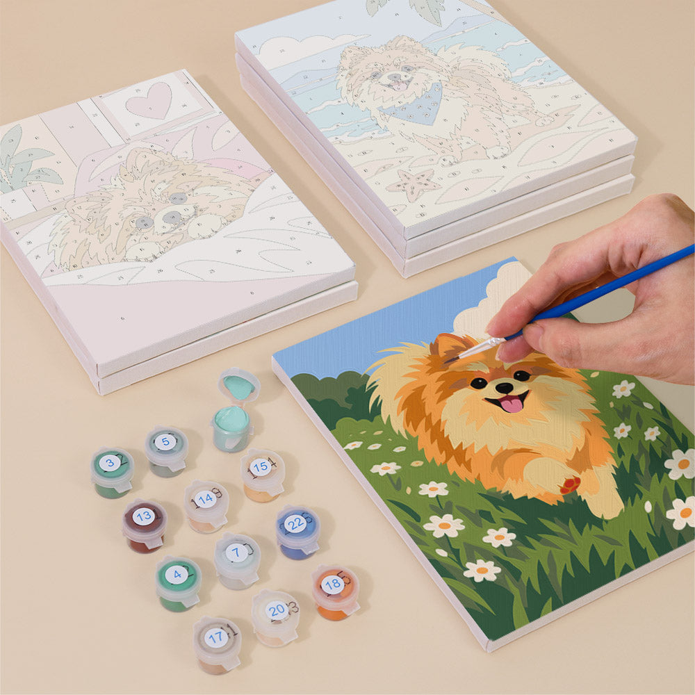 Fluffy Pomeranian Seasons mini paint by numbers – image 4