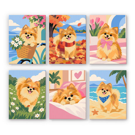 Playful Pomeranian Days mini paint by numbers – image 7