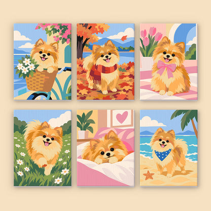 Fluffy Pomeranian Seasons mini paint by numbers – image 8
