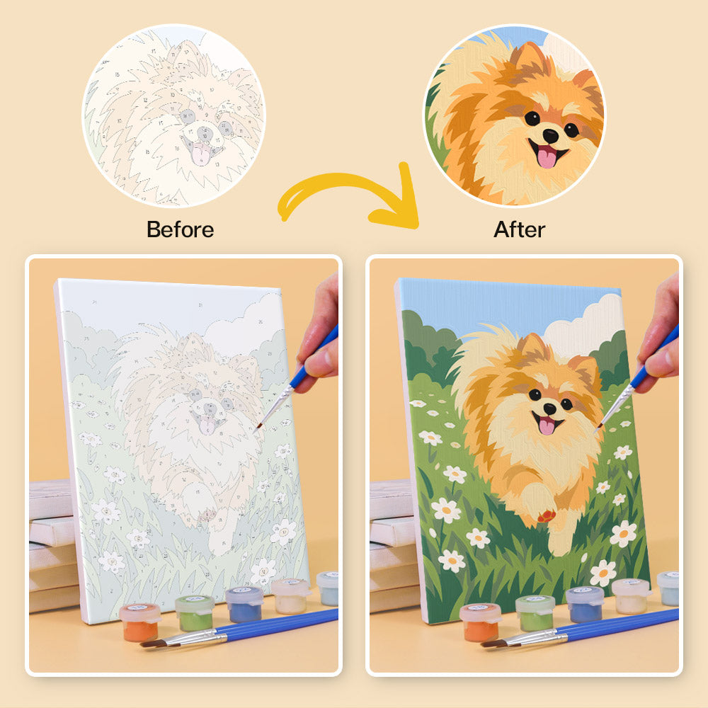 Fluffy Pomeranian Seasons mini paint by numbers – image 10