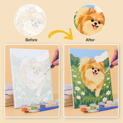 Fluffy Pomeranian Seasons mini paint by numbers – image 10