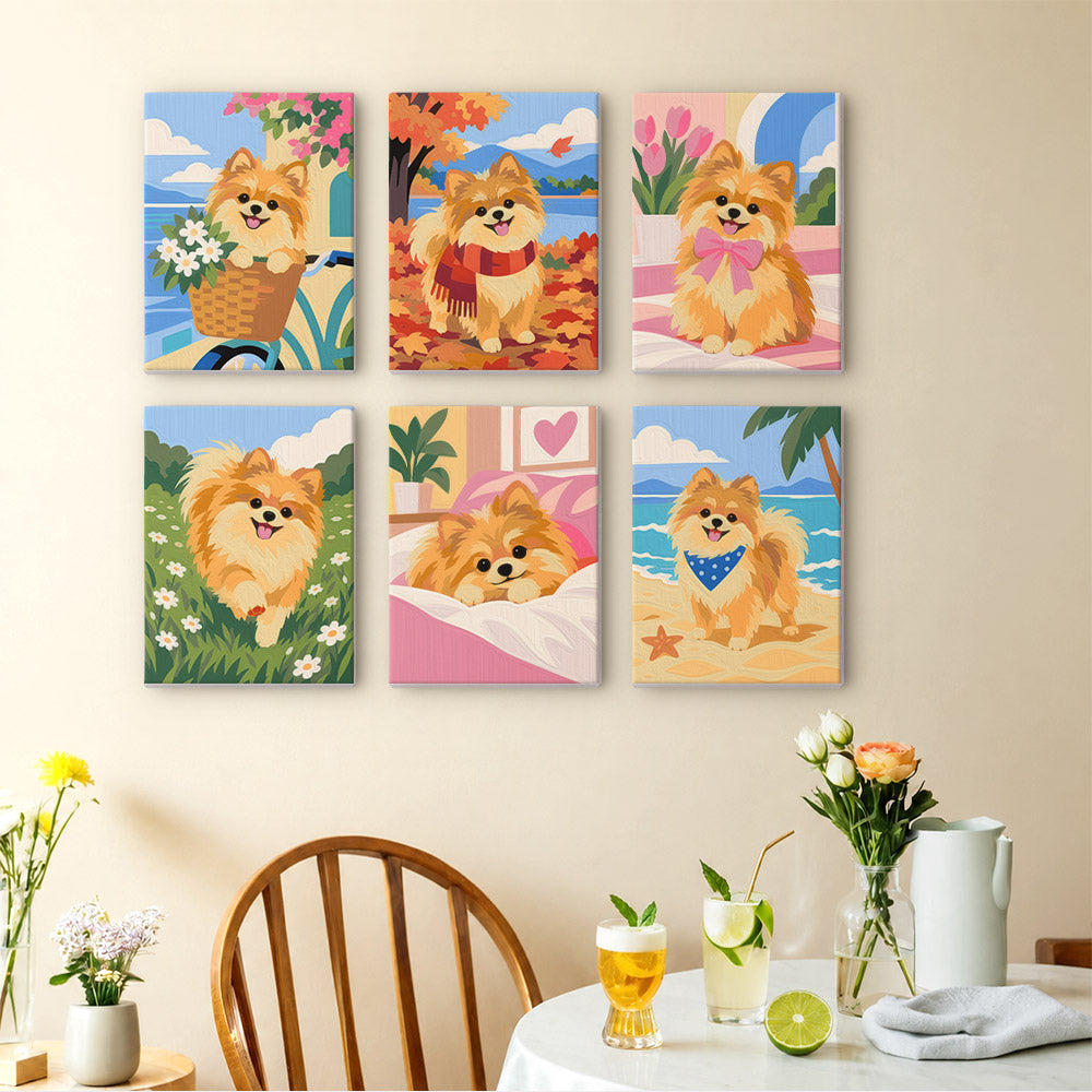Fluffy Pomeranian Seasons mini paint by numbers – image 14