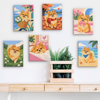 Fluffy Pomeranian Seasons mini paint by numbers – image 15