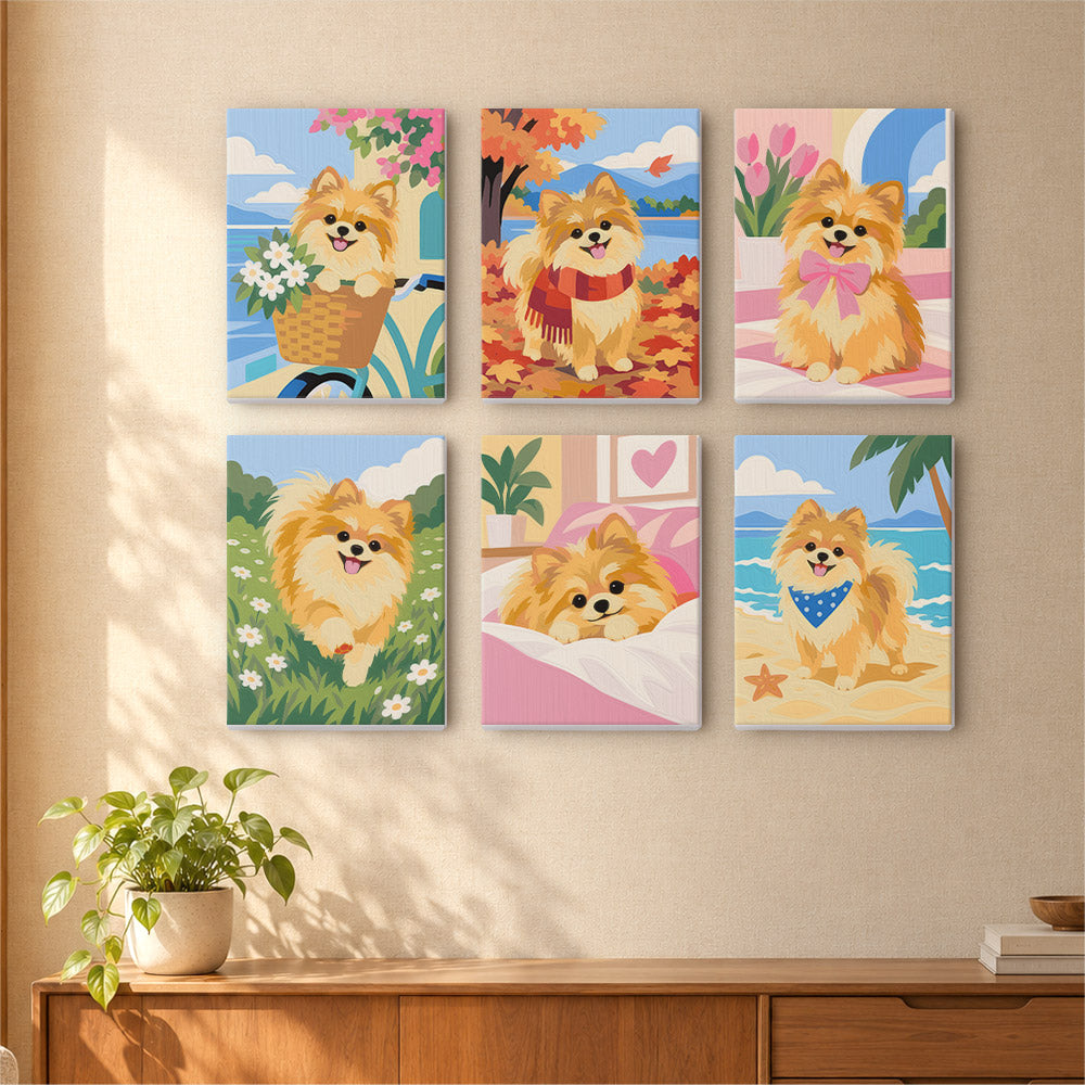 Fluffy Pomeranian Seasons mini paint by numbers – image 16