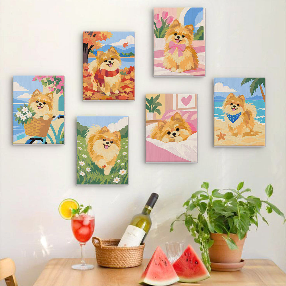 Fluffy Pomeranian Seasons mini paint by numbers – image 17