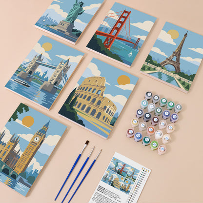 World Landmarks mini paint by numbers – image 1