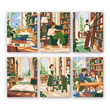 Cozy Library Scenes mini paint by numbers – image 7