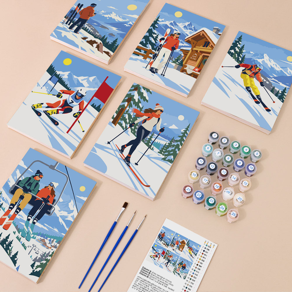 Alpine Ski Days mini paint by numbers – image 1