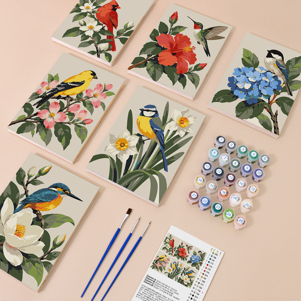 Garden Birds mini paint by numbers – image 1