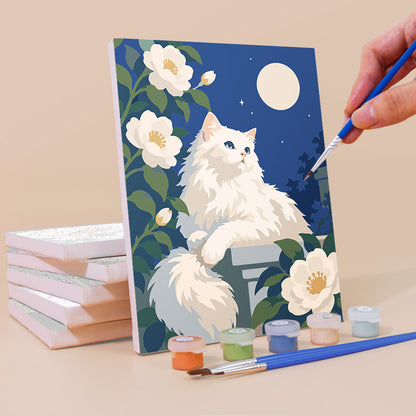 Fluffy Cats Among Cream Roses mini paint by numbers – image 3