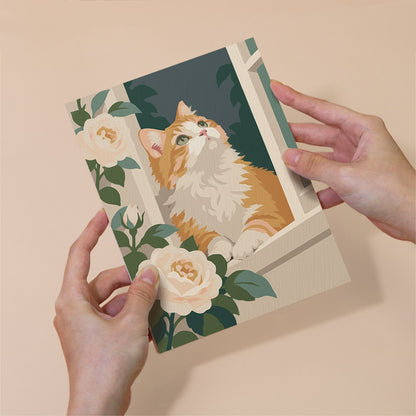 Fluffy Cats Among Cream Roses mini paint by numbers – image 6