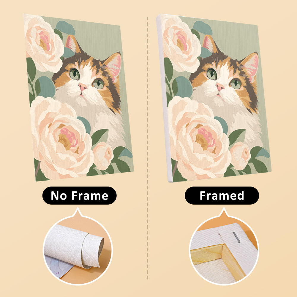 Fluffy Cats Among Cream Roses mini paint by numbers – image 13