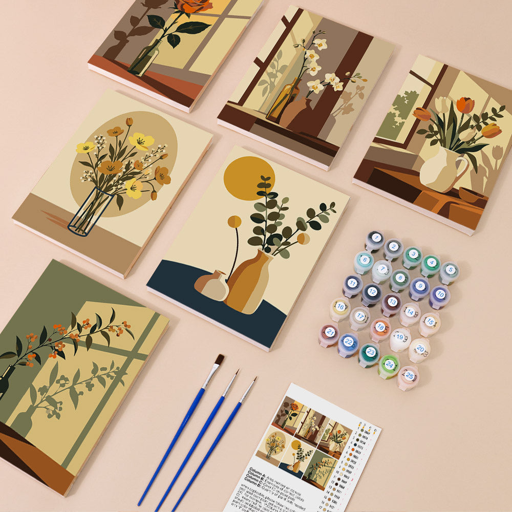 Warm Floral Still Lifes mini paint by numbers – image 1
