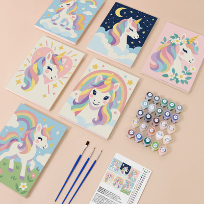 Flower-Crowned Rainbow Unicorns mini paint by numbers – image 1
