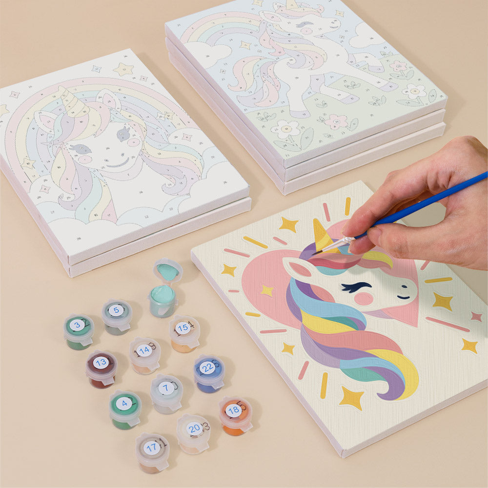 Flower-Crowned Rainbow Unicorns mini paint by numbers – image 4