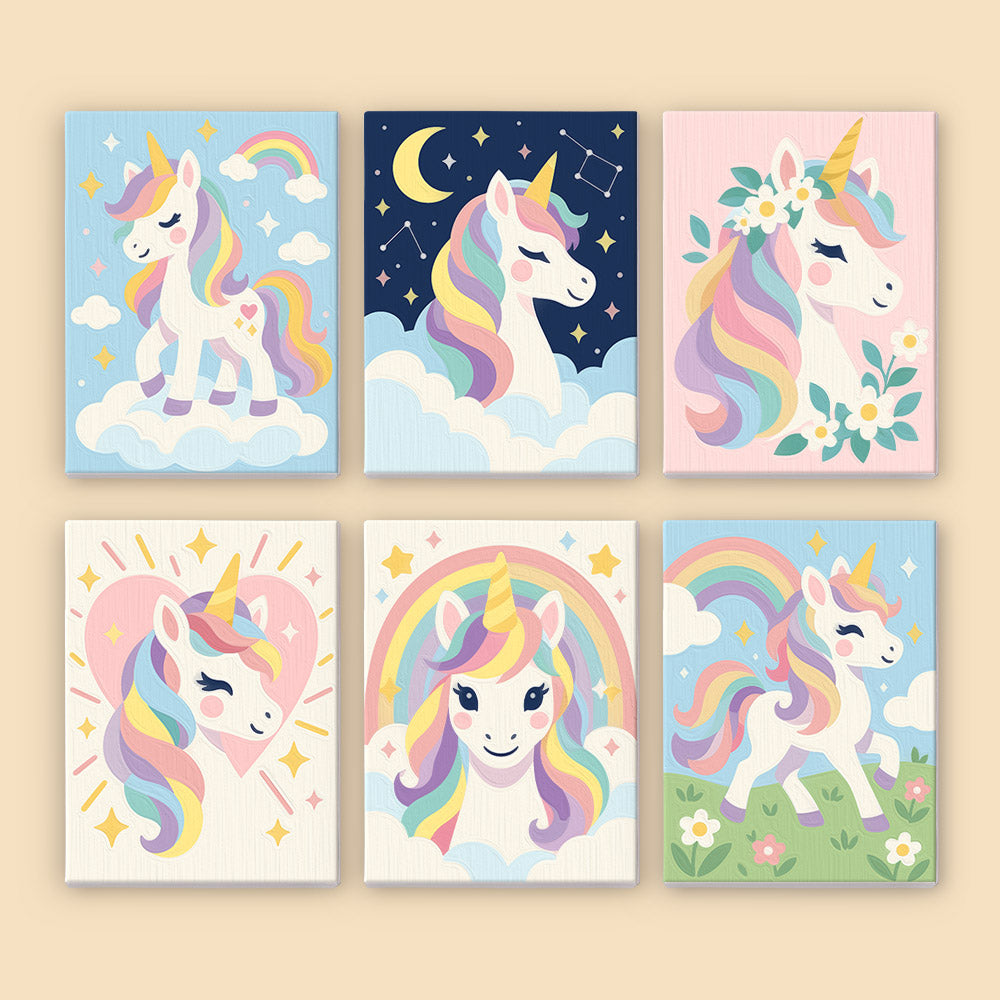 Flower-Crowned Rainbow Unicorns mini paint by numbers – image 8