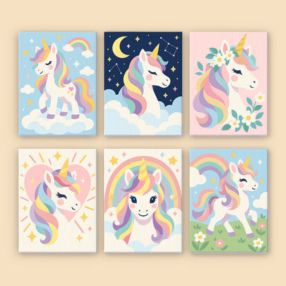 Flower-Crowned Rainbow Unicorns mini paint by numbers – image 8