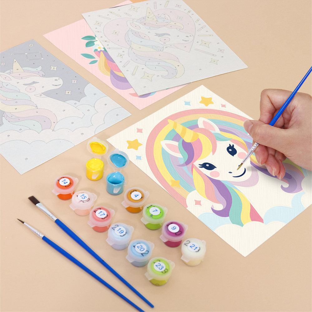 Flower-Crowned Rainbow Unicorns mini paint by numbers – image 12