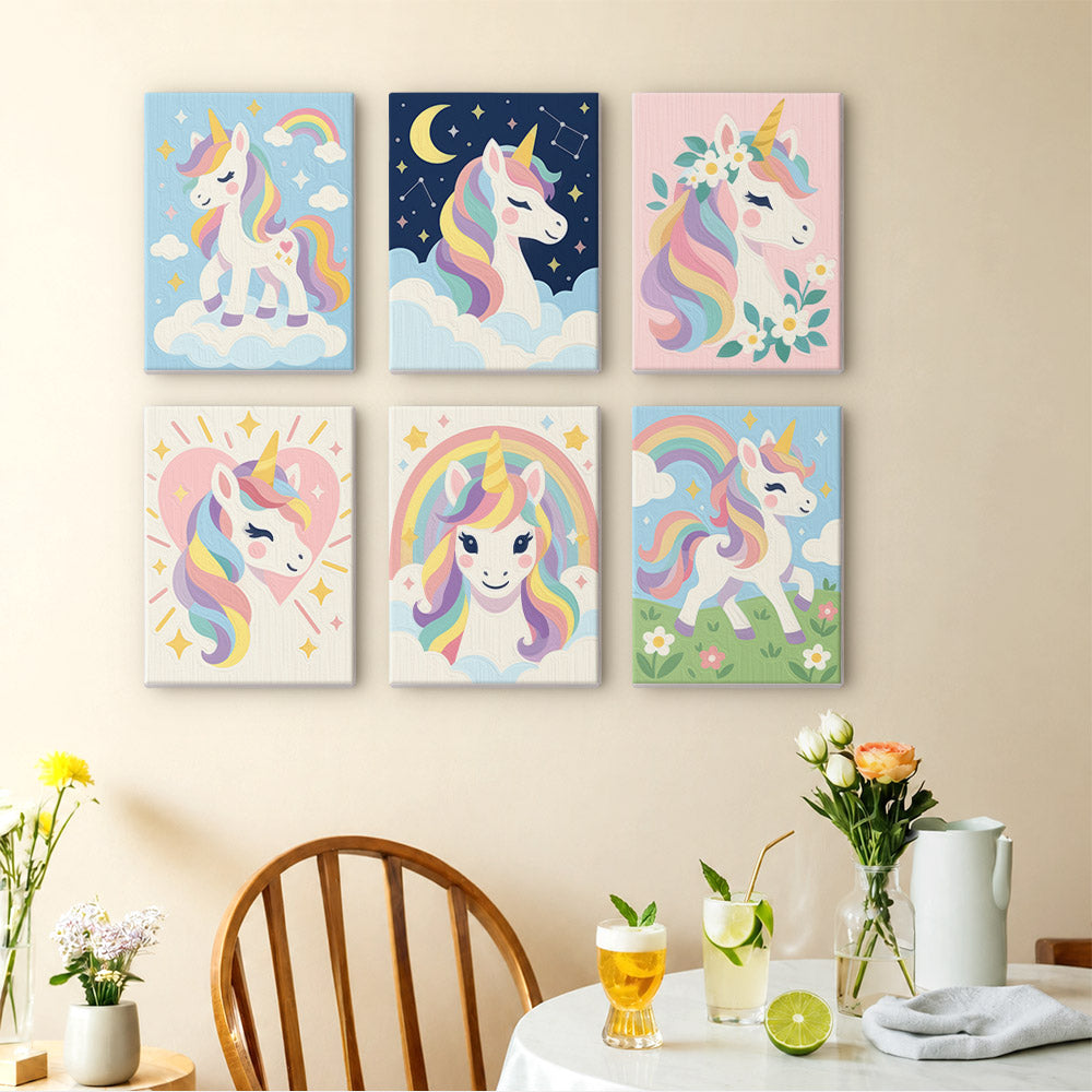 Flower-Crowned Rainbow Unicorns mini paint by numbers – image 14