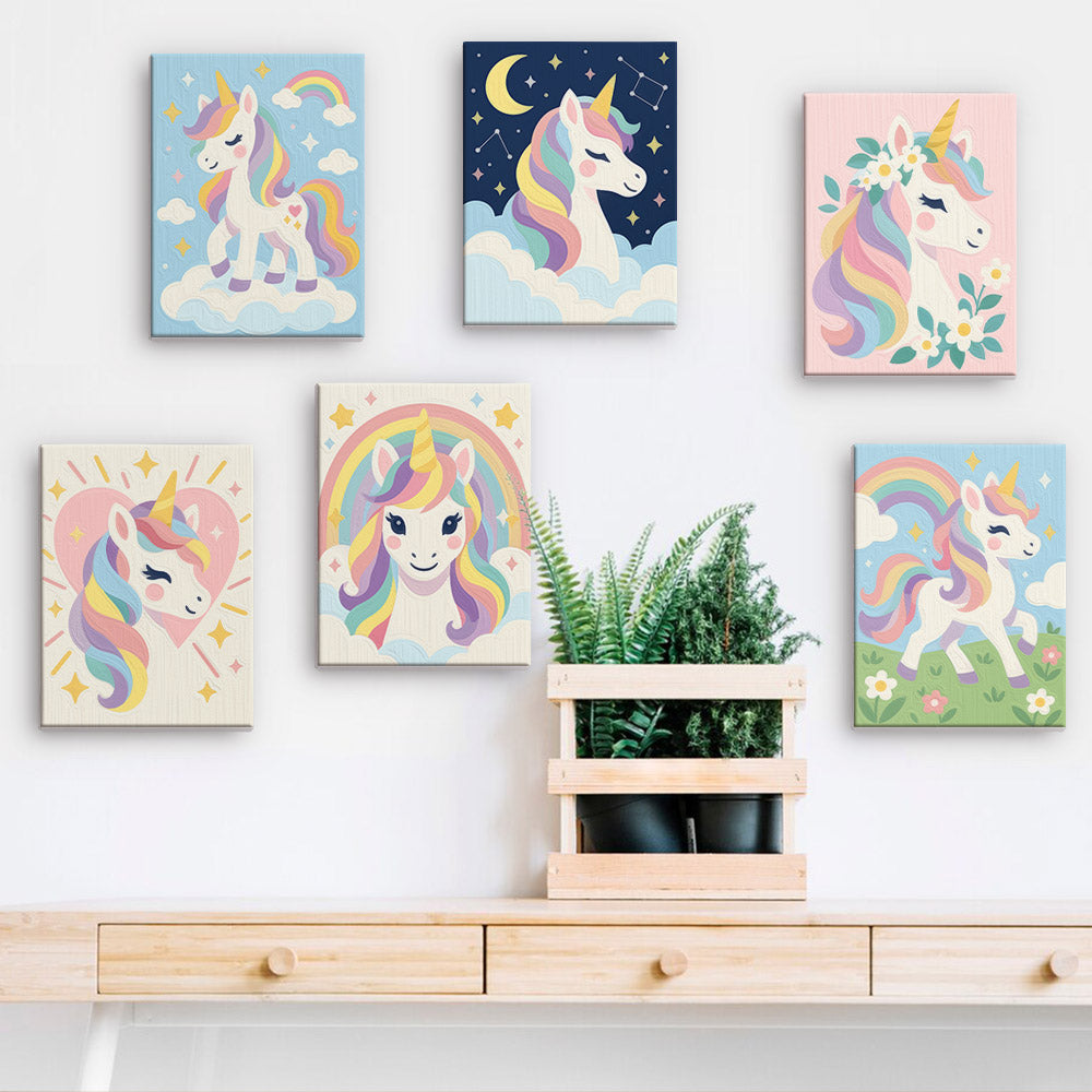 Flower-Crowned Rainbow Unicorns mini paint by numbers – image 15