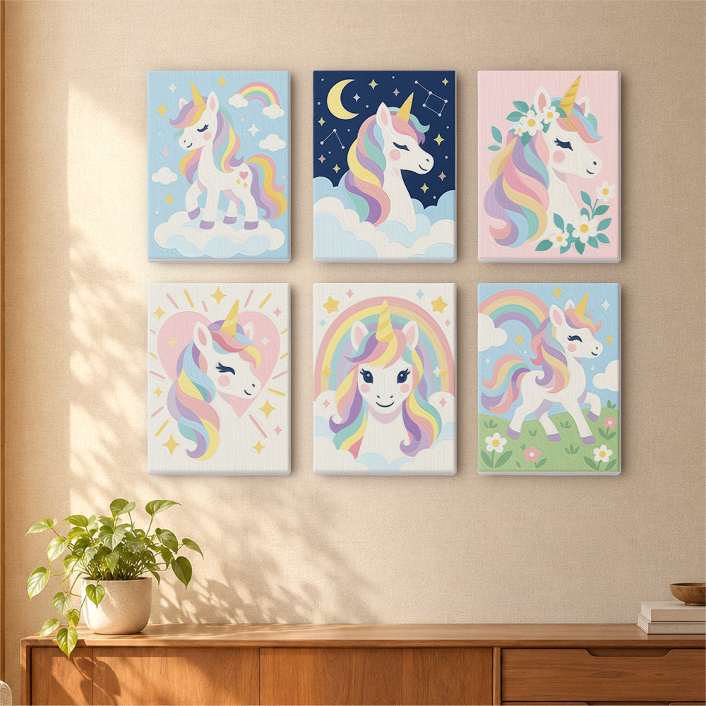 Flower-Crowned Rainbow Unicorns mini paint by numbers – image 16