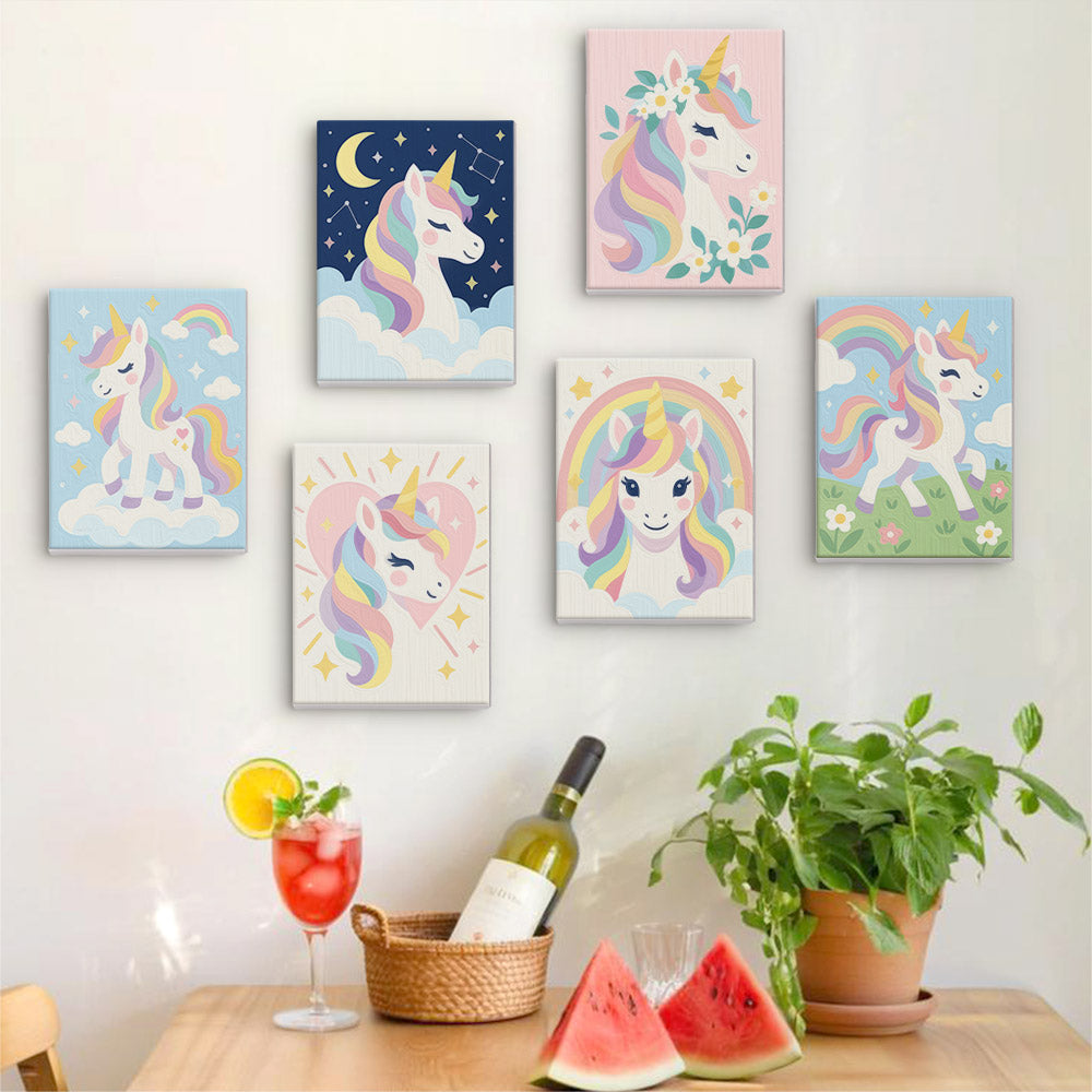 Flower-Crowned Rainbow Unicorns mini paint by numbers – image 17