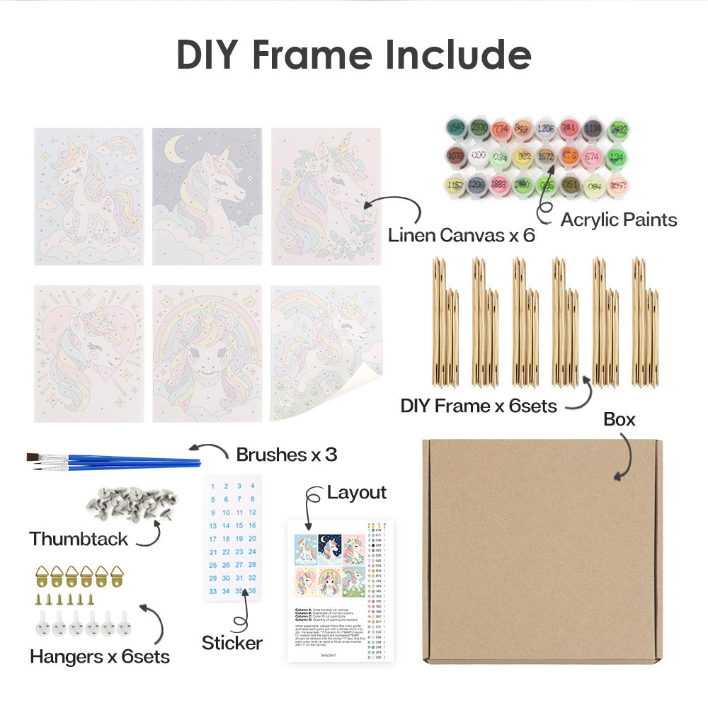 Flower-Crowned Rainbow Unicorns mini paint by numbers – image 18