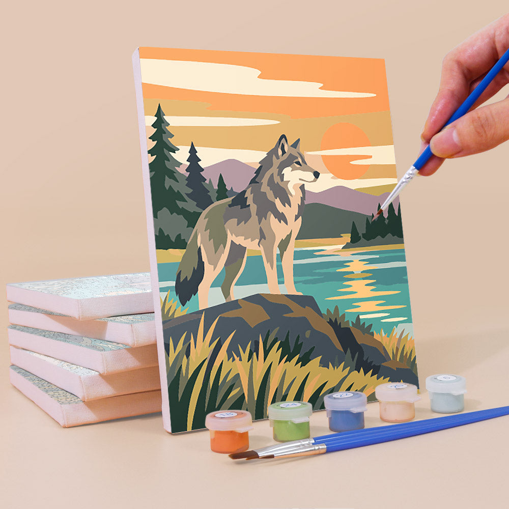 Wolf, Bear and Lion at Sunset mini paint by numbers – image 3