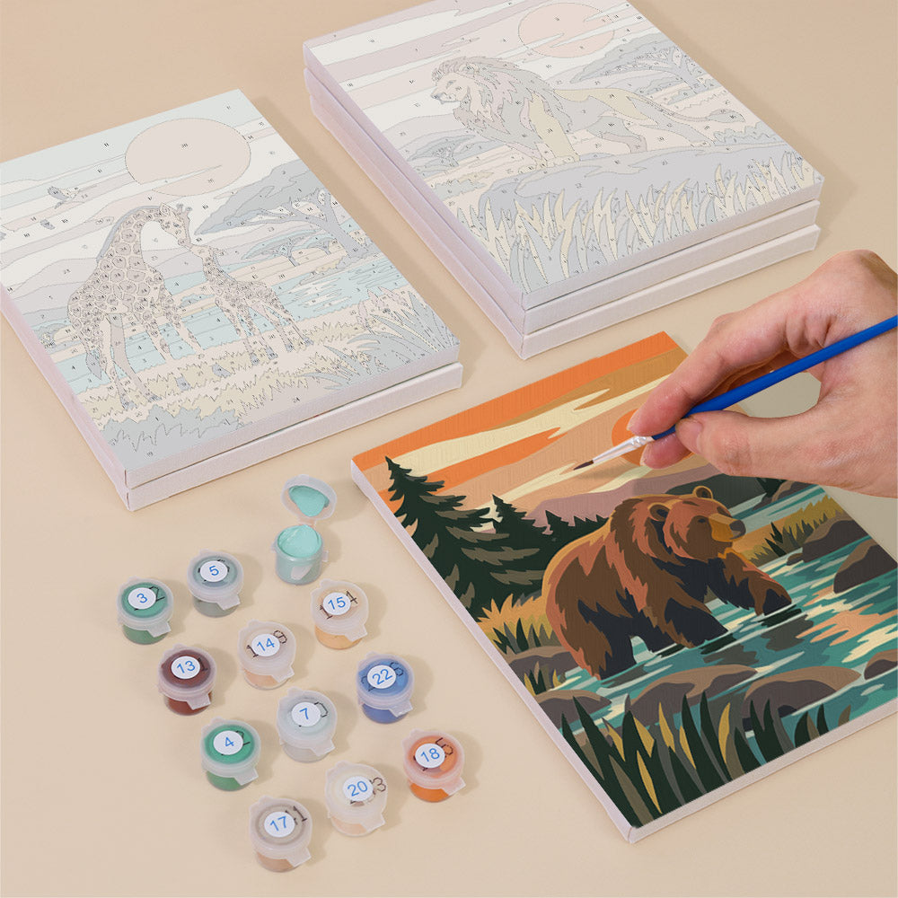 Wolf, Bear and Lion at Sunset mini paint by numbers – image 4