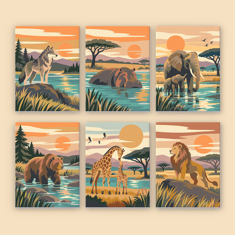 Wolf, Bear and Lion at Sunset mini paint by numbers – image 8