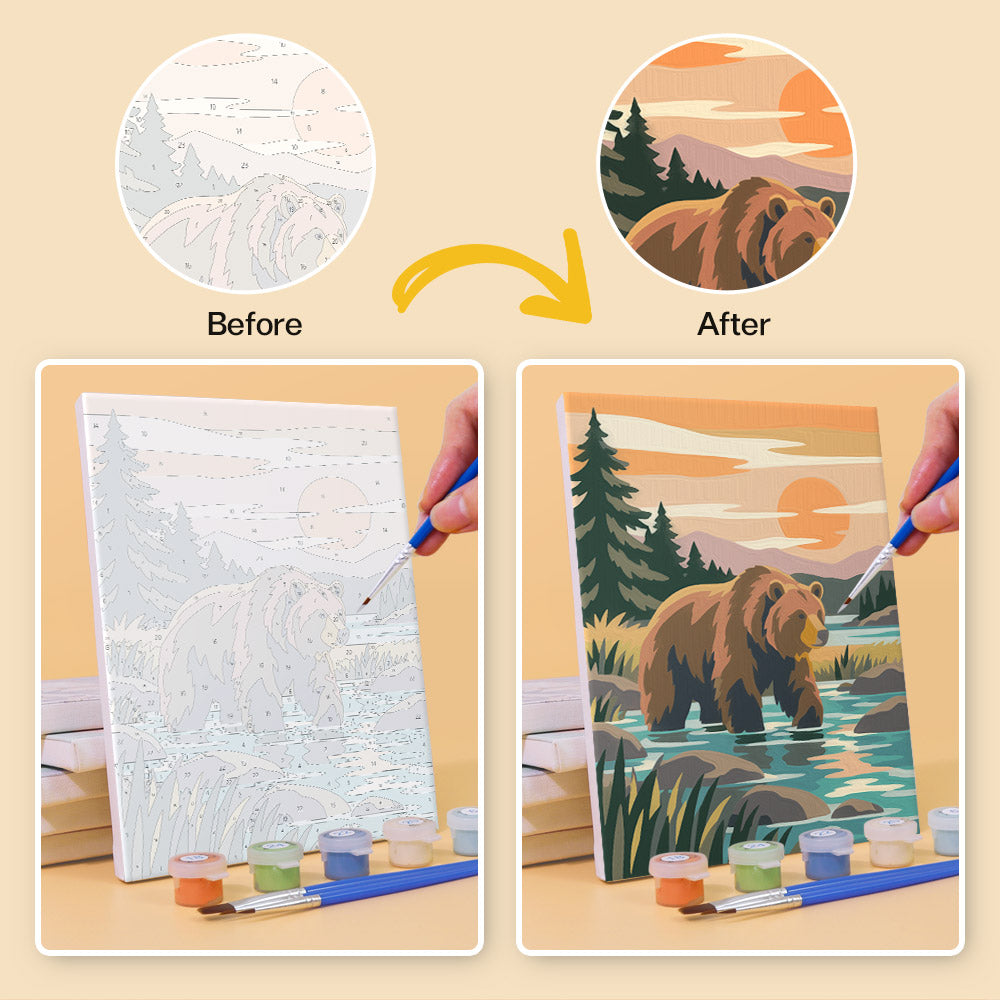 Wolf, Bear and Lion at Sunset mini paint by numbers – image 10