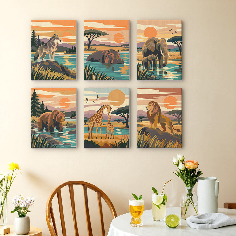 Wolf, Bear and Lion at Sunset mini paint by numbers – image 14