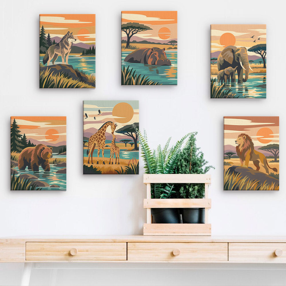 Wolf, Bear and Lion at Sunset mini paint by numbers – image 15