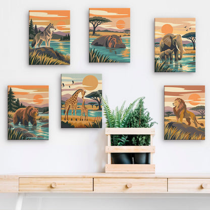 Wolf, Bear and Lion at Sunset mini paint by numbers – image 15