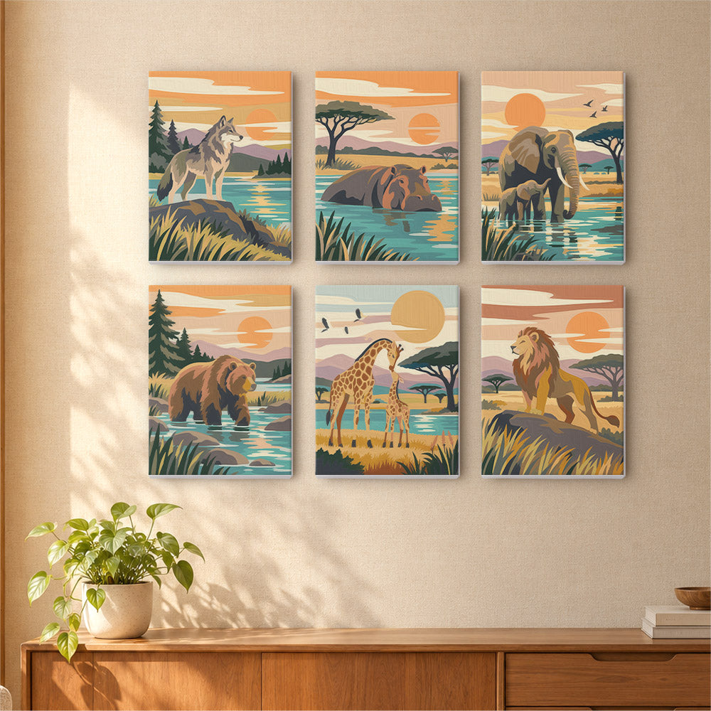Wolf, Bear and Lion at Sunset mini paint by numbers – image 16