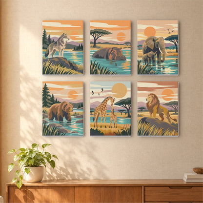Wolf, Bear and Lion at Sunset mini paint by numbers – image 16