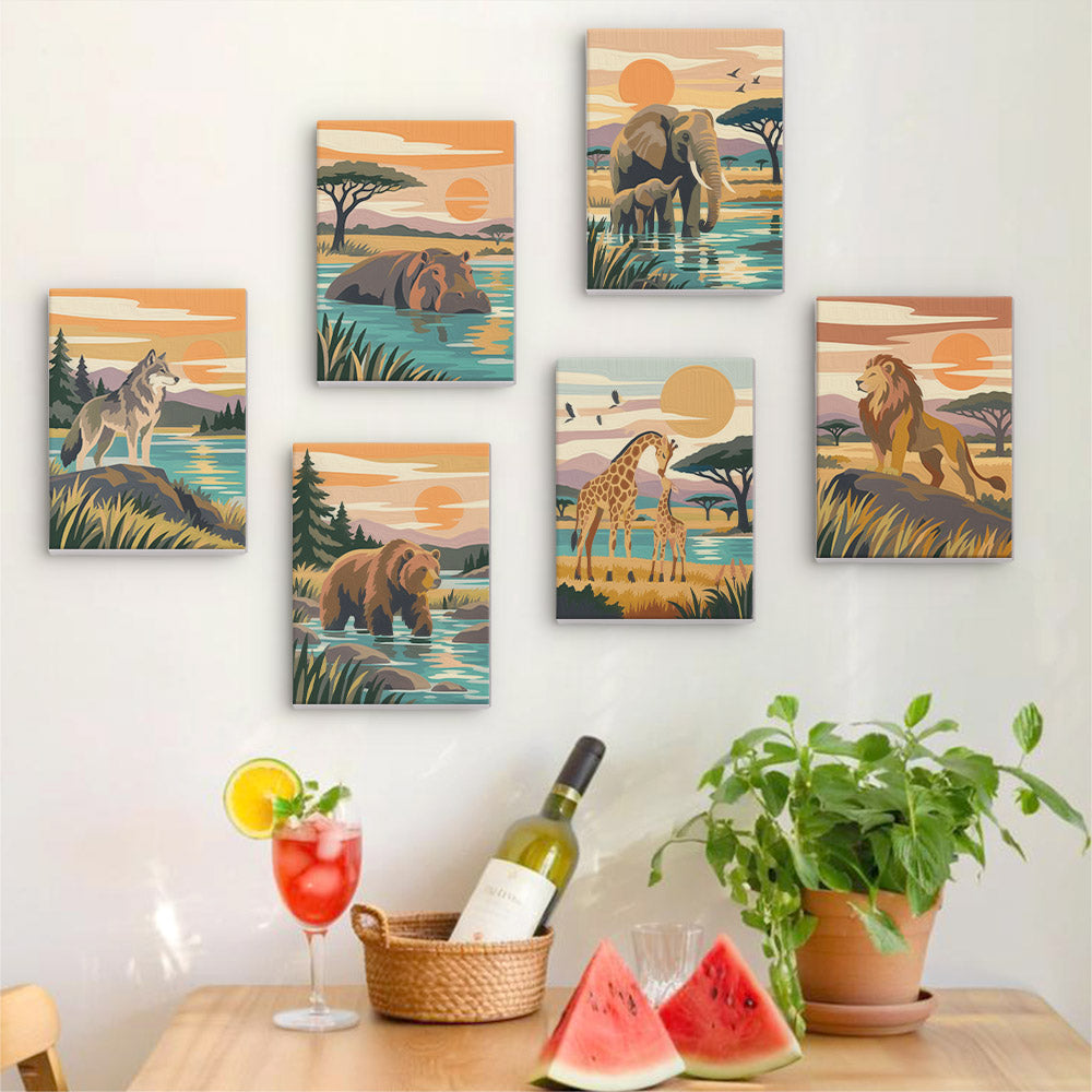 Wolf, Bear and Lion at Sunset mini paint by numbers – image 17
