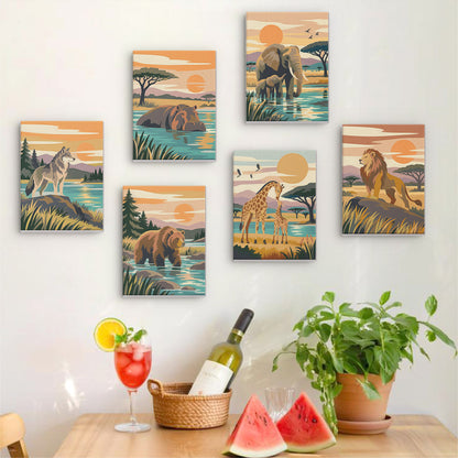 Wolf, Bear and Lion at Sunset mini paint by numbers – image 17