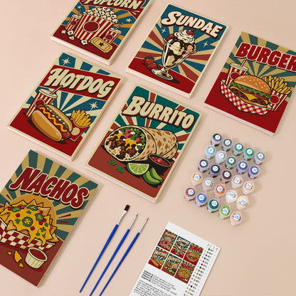 Popcorn, Burgers and Nachos mini paint by numbers – image 1