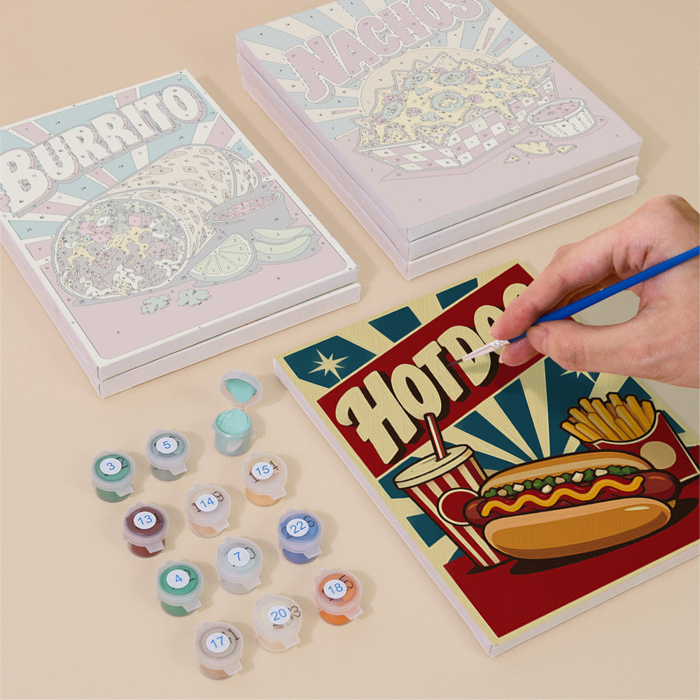 Popcorn, Burgers and Nachos mini paint by numbers – image 4