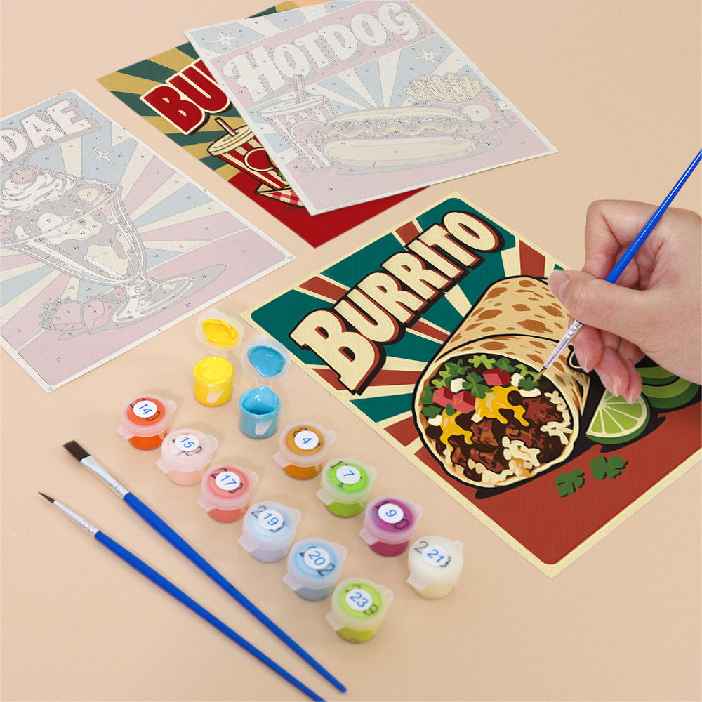 Popcorn, Burgers and Nachos mini paint by numbers – image 12