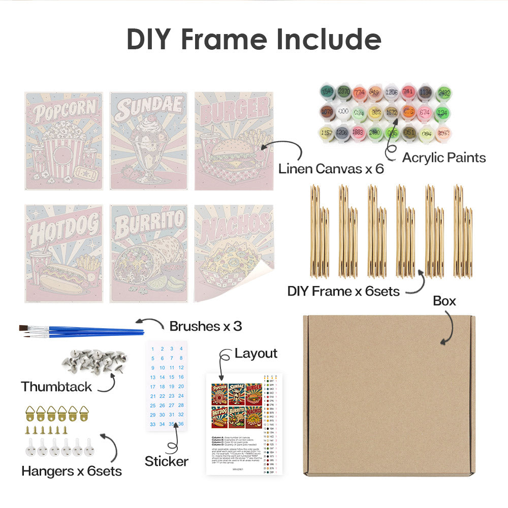 Popcorn, Burgers and Nachos mini paint by numbers – image 18