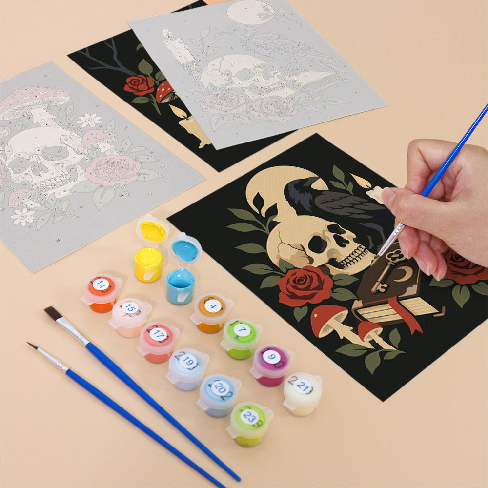 Skulls, Ravens and Toadstools mini paint by numbers – image 12